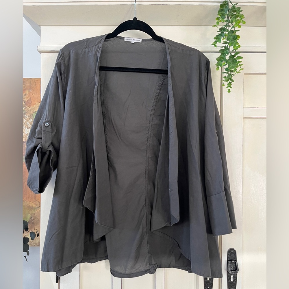 Standard James Perse Charcoal Gray Open Front Lightweight Jacket Cardigan  3